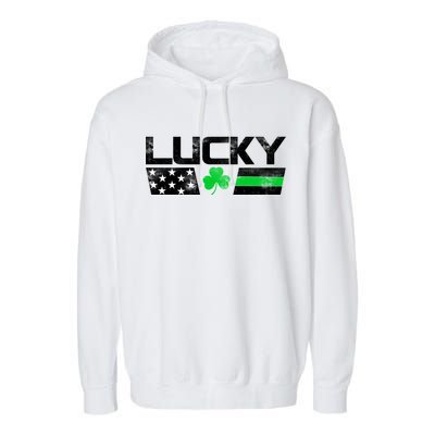 Vintage Lucky Shamrock Racing Flag Garment-Dyed Fleece Hoodie