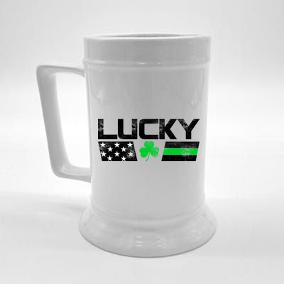 Vintage Lucky Shamrock Racing Flag Beer Stein