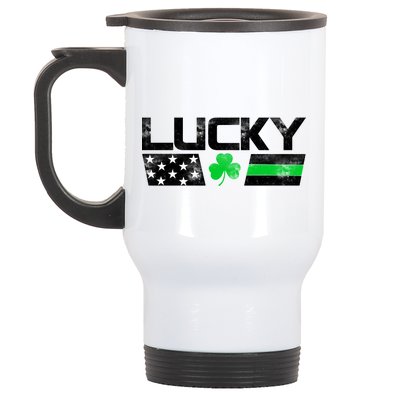 Vintage Lucky Shamrock Racing Flag Stainless Steel Travel Mug