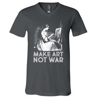 Vintage Make Art Not War V-Neck T-Shirt