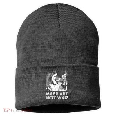 Vintage Make Art Not War Sustainable Knit Beanie