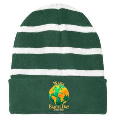 Vintage Make Earth Day Every Day Striped Beanie with Solid Band