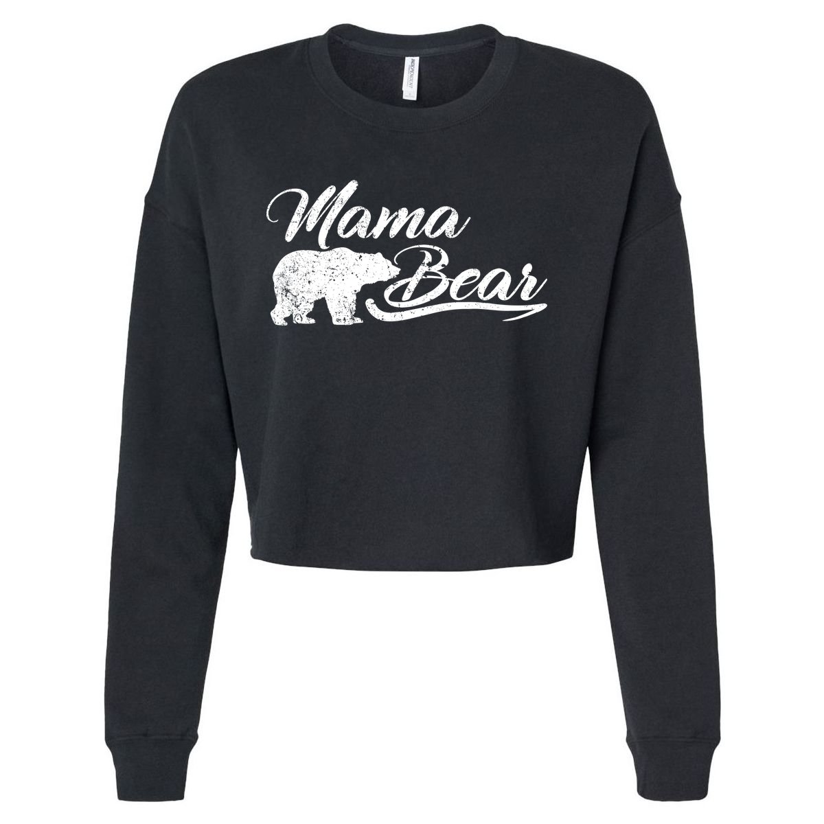 Vintage Mama Bear Retro Mother Logo Cropped Pullover Crew