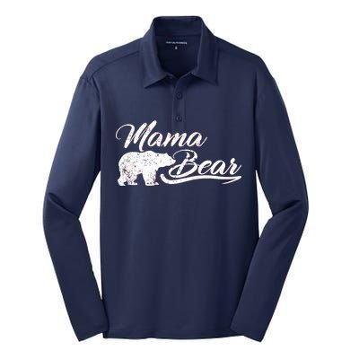 Vintage Mama Bear Retro Mother Logo Silk Touch Performance Long Sleeve Polo