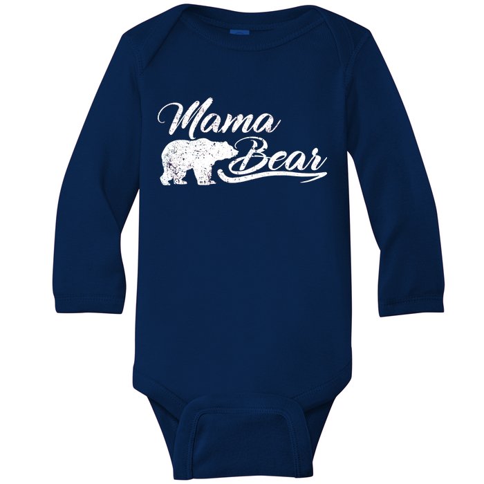 Vintage Mama Bear Retro Mother Logo Baby Long Sleeve Bodysuit