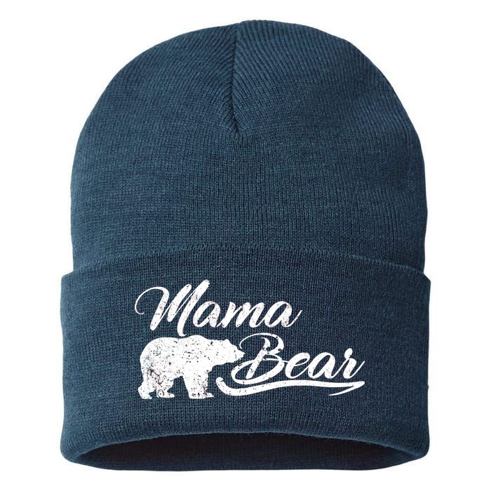 Vintage Mama Bear Retro Mother Logo Sustainable Knit Beanie