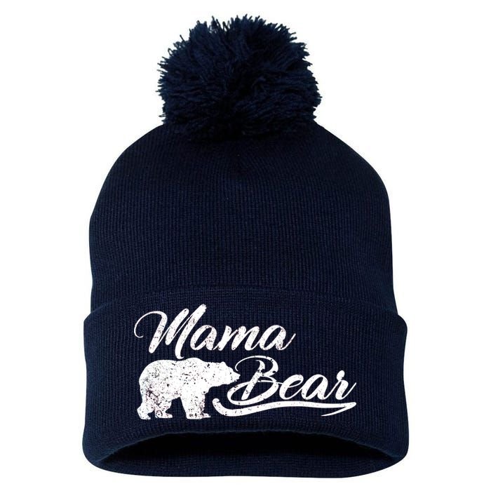 Vintage Mama Bear Retro Mother Logo Pom Pom 12in Knit Beanie