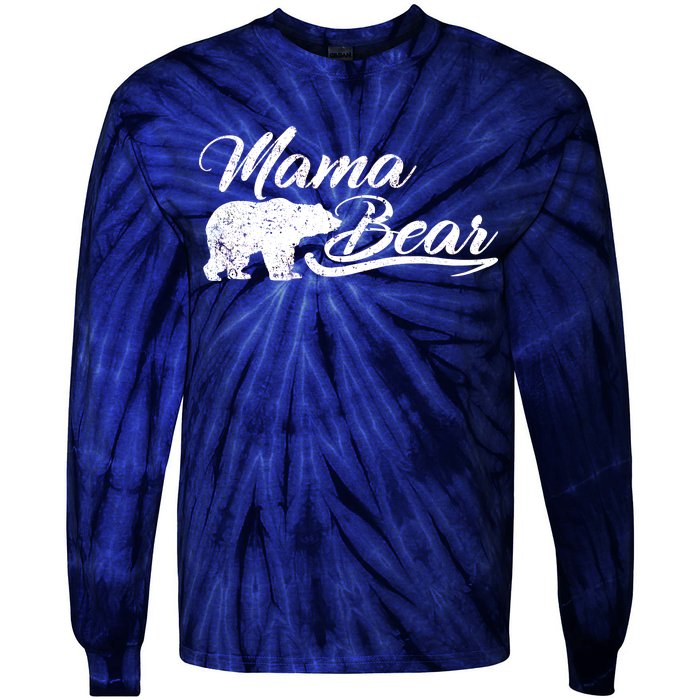 Vintage Mama Bear Retro Mother Logo Tie-Dye Long Sleeve Shirt