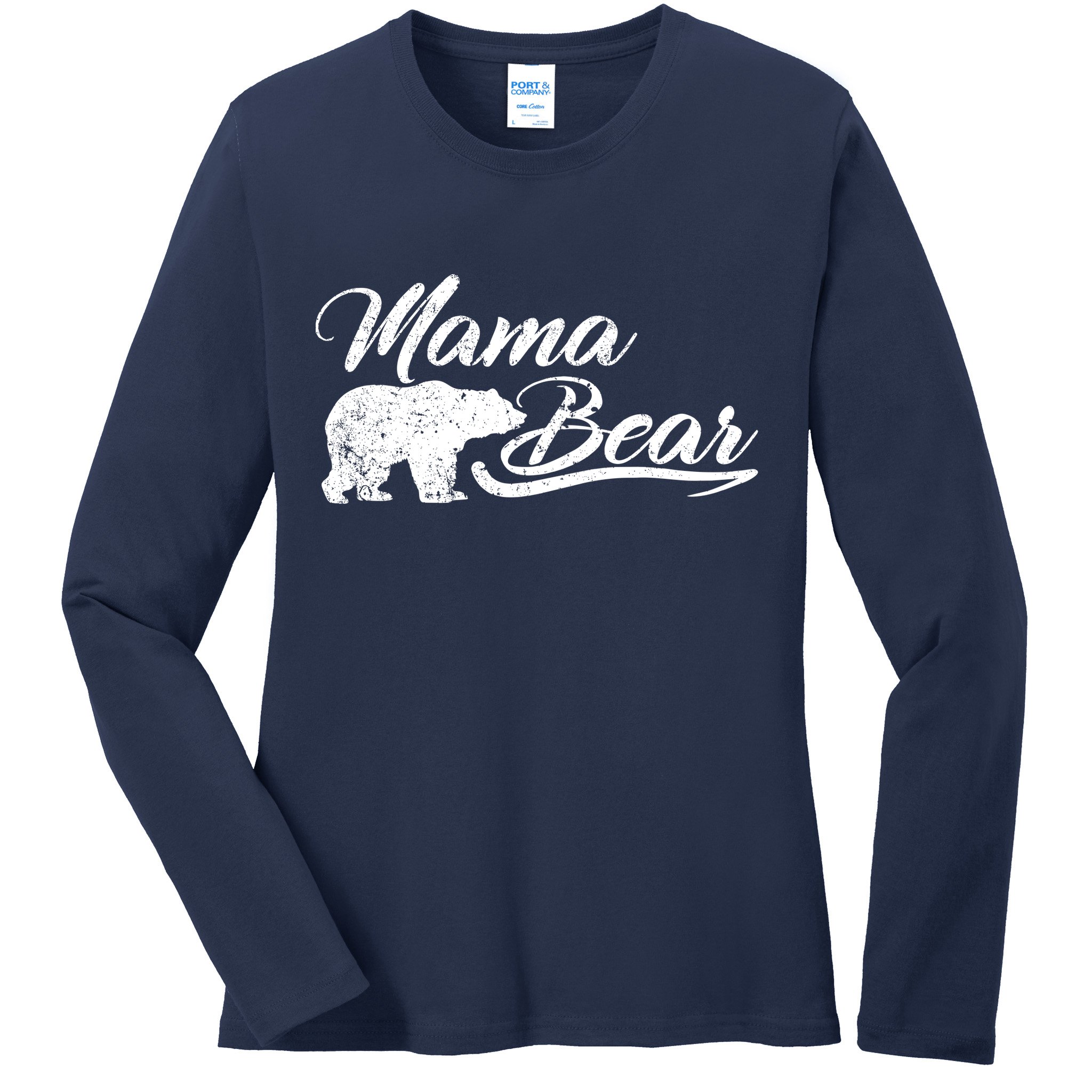 Vintage Mama Bear Retro Mother Logo Ladies Long Sleeve Shirt
