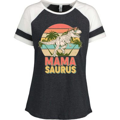 Vintage Mama Saurus T-Rex Mom Mother Enza Ladies Jersey Colorblock Tee