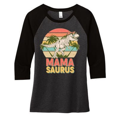 Vintage Mama Saurus T-Rex Mom Mother Women's Tri-Blend 3/4-Sleeve Raglan Shirt