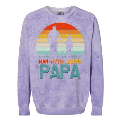 Vintage Man Myth Legend Papa Colorblast Crewneck Sweatshirt