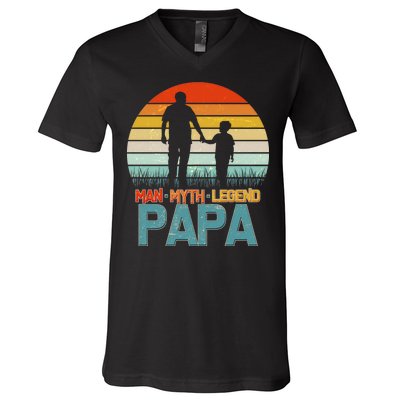 Vintage Man Myth Legend Papa V-Neck T-Shirt