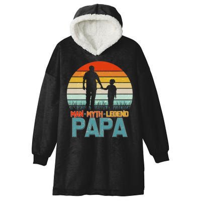 Vintage Man Myth Legend Papa Hooded Wearable Blanket