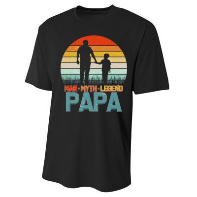 Vintage Man Myth Legend Papa Performance Sprint T-Shirt