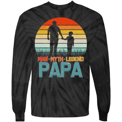 Vintage Man Myth Legend Papa Tie-Dye Long Sleeve Shirt