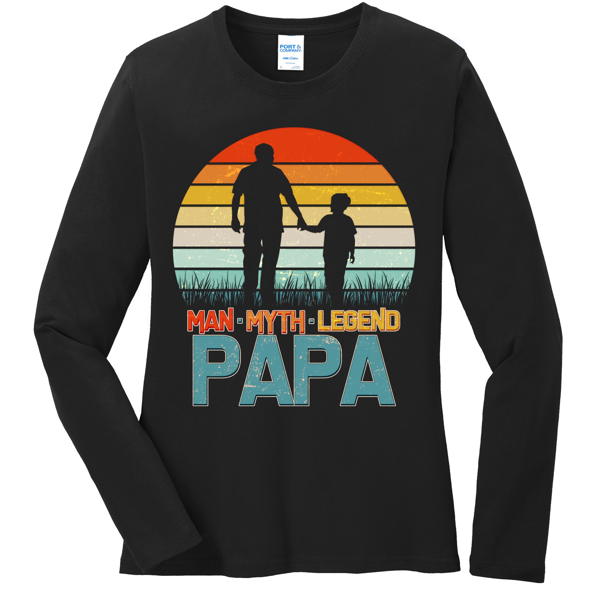 Vintage Man Myth Legend Papa Ladies Long Sleeve Shirt