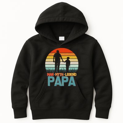 Vintage Man Myth Legend Papa Kids Hoodie