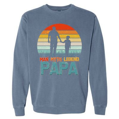 Vintage Man Myth Legend Papa Garment-Dyed Sweatshirt