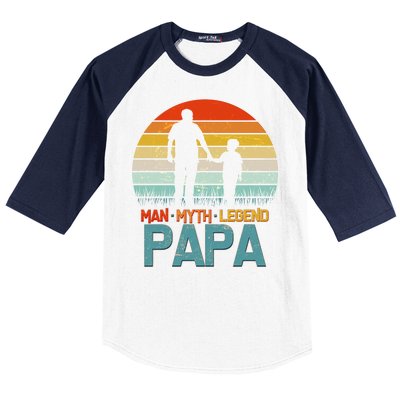 Vintage Man Myth Legend Papa Baseball Sleeve Shirt