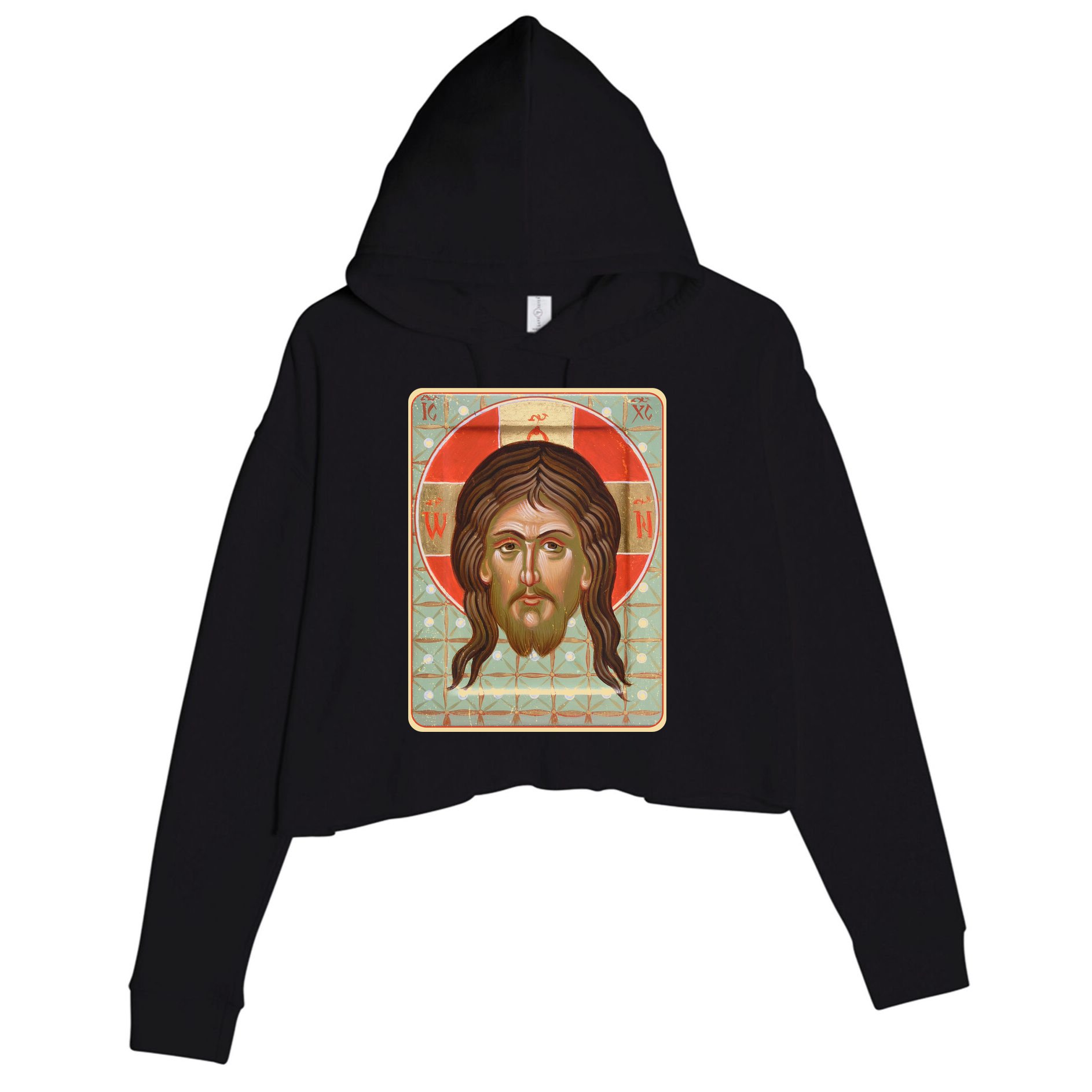 Vintage Mandilion Jesus Christ Crop Fleece Hoodie