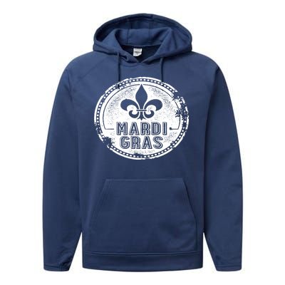 Vintage Mardi Gras New Orleans Logo Performance Fleece Hoodie