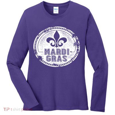 Vintage Mardi Gras New Orleans Logo Ladies Long Sleeve Shirt