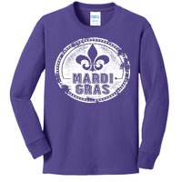 Vintage Mardi Gras New Orleans Logo Kids Long Sleeve Shirt