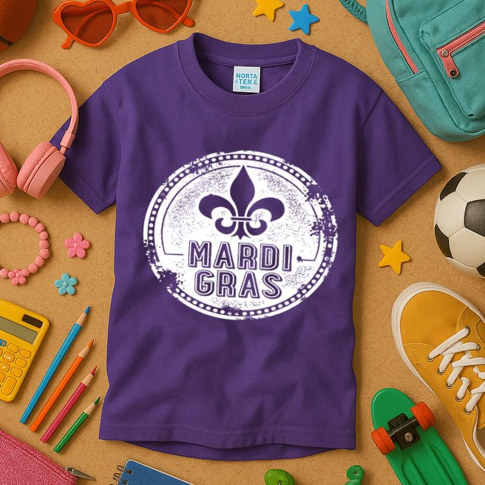 Vintage Mardi Gras New Orleans Logo Kids T-Shirt