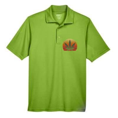 Vintage Marijuana Weed Sunset Men's Origin Performance Pique Polo