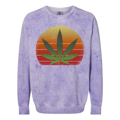 Vintage Marijuana Weed Sunset Colorblast Crewneck Sweatshirt