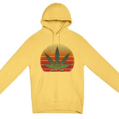 Vintage Marijuana Weed Sunset Premium Pullover Hoodie