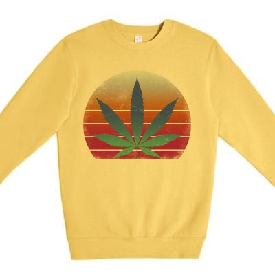 Vintage Marijuana Weed Sunset Premium Crewneck Sweatshirt