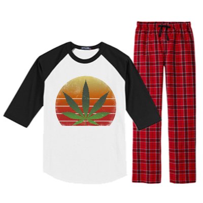 Vintage Marijuana Weed Sunset Raglan Sleeve Pajama Set