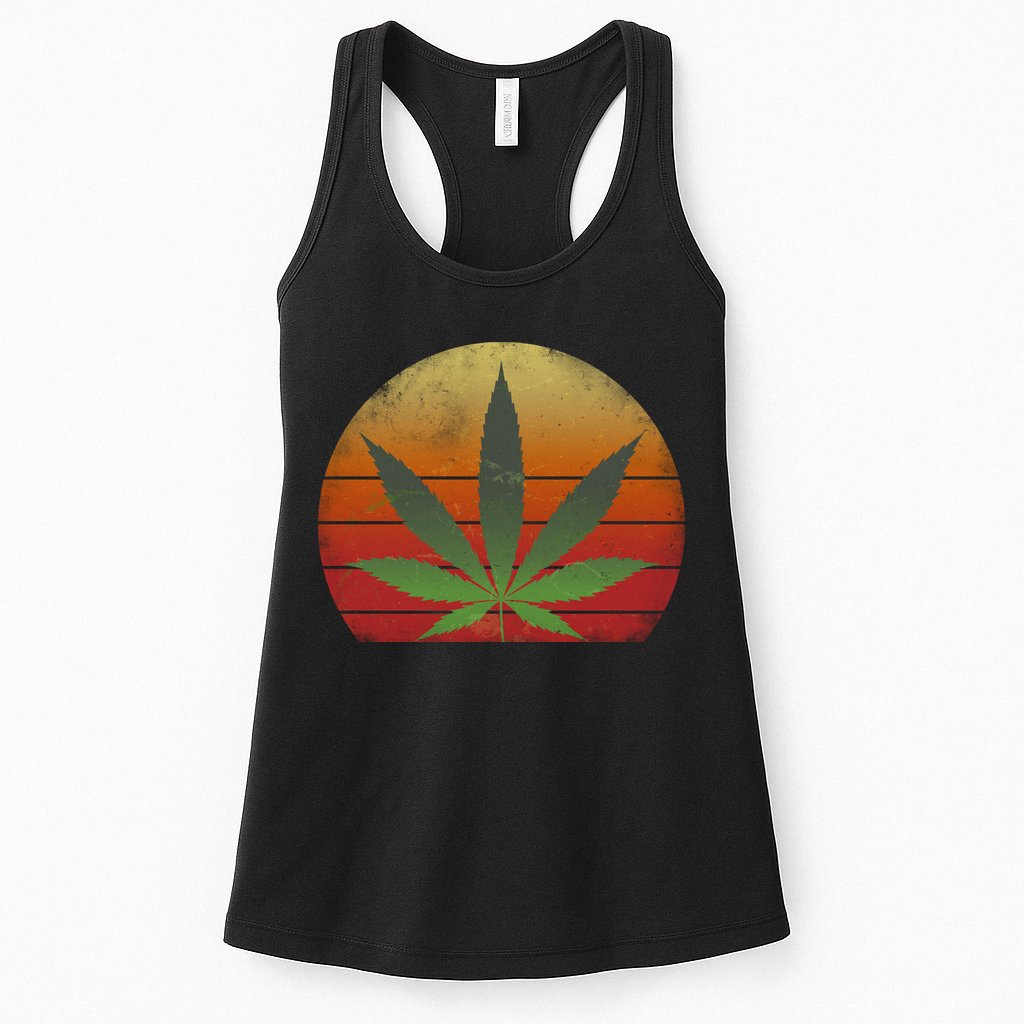 Vintage Marijuana Weed Sunset Womens Tank Top