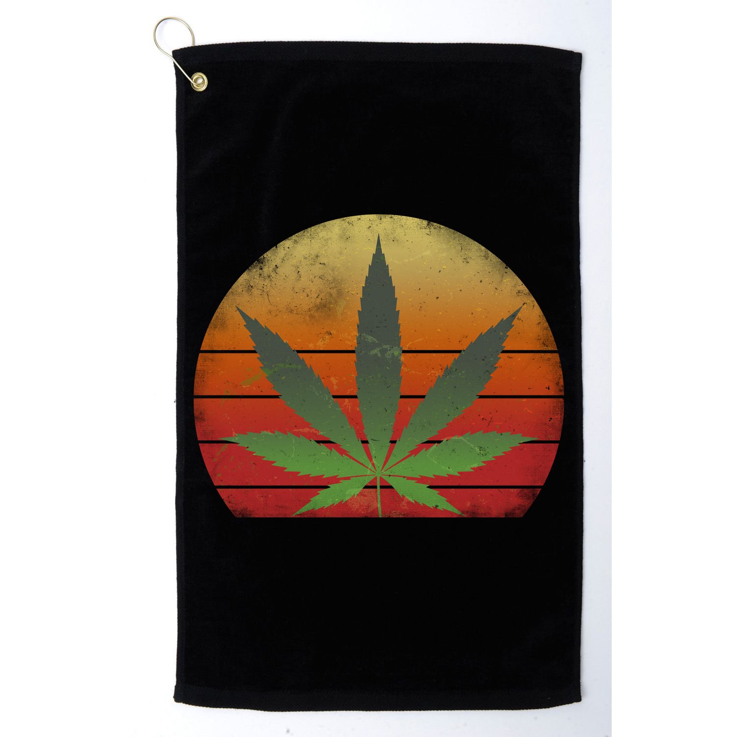 Vintage Marijuana Weed Sunset Golf Towel