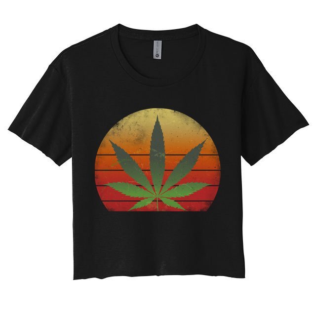Vintage Marijuana Weed Sunset Crop Top