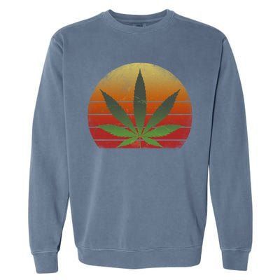 Vintage Marijuana Weed Sunset Garment-Dyed Sweatshirt