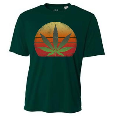 Vintage Marijuana Weed Sunset Cooling Performance Crew T-Shirt