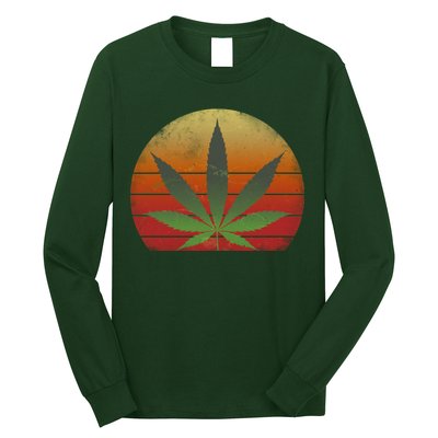 Vintage Marijuana Weed Sunset Long Sleeve Shirt