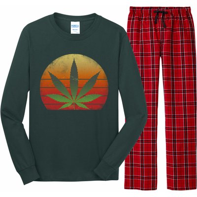 Vintage Marijuana Weed Sunset Long Sleeve Pajama Set