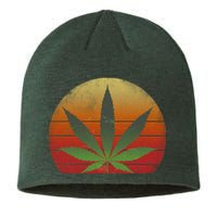 Vintage Marijuana Weed Sunset Sustainable Beanie