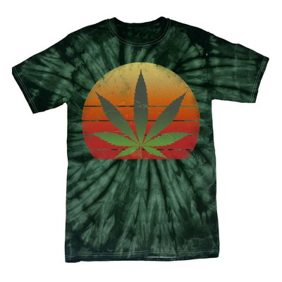 Vintage Marijuana Weed Sunset Tie-Dye T-Shirt