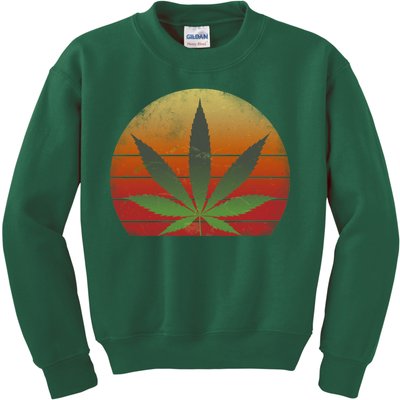 Vintage Marijuana Weed Sunset Kids Sweatshirt