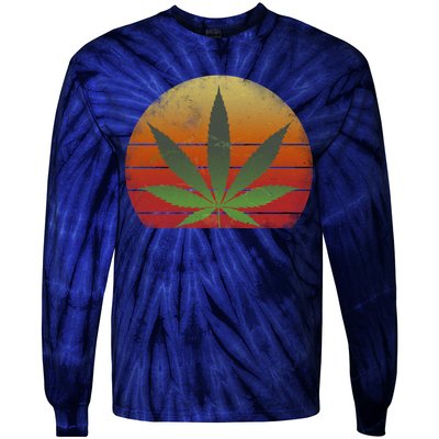 Vintage Marijuana Weed Sunset Tie-Dye Long Sleeve Shirt