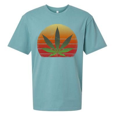 Vintage Marijuana Weed Sunset Sueded Cloud Jersey T-Shirt