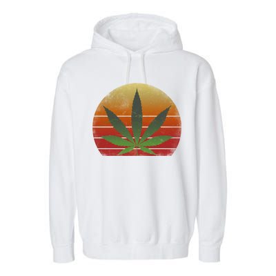 Vintage Marijuana Weed Sunset Garment-Dyed Fleece Hoodie