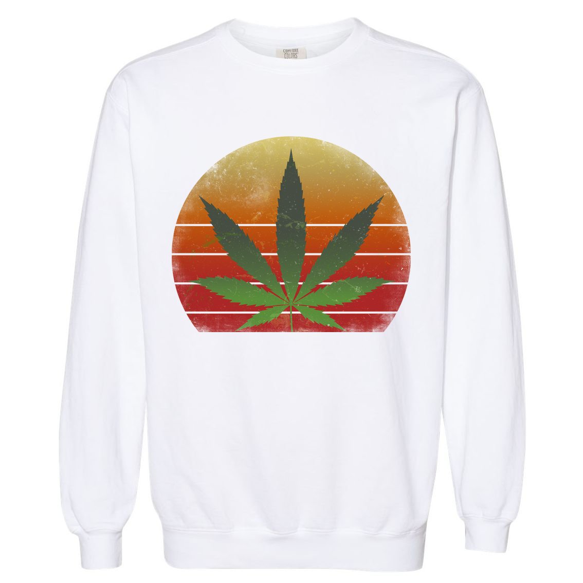 Vintage Marijuana Weed Sunset Garment-Dyed Sweatshirt