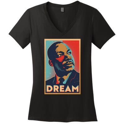 Vintage Martin Luther King Jr MLK Dream Poster Women's V-Neck T-Shirt