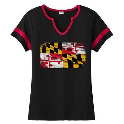 Vintage Maryland Flag Ladies Halftime Notch Neck Tee